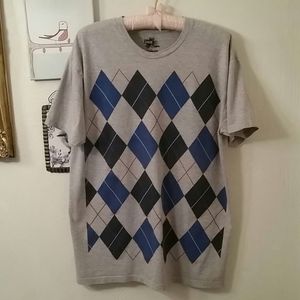 Y2K INK Argyle shirt,Men's Lg,  Women's XL